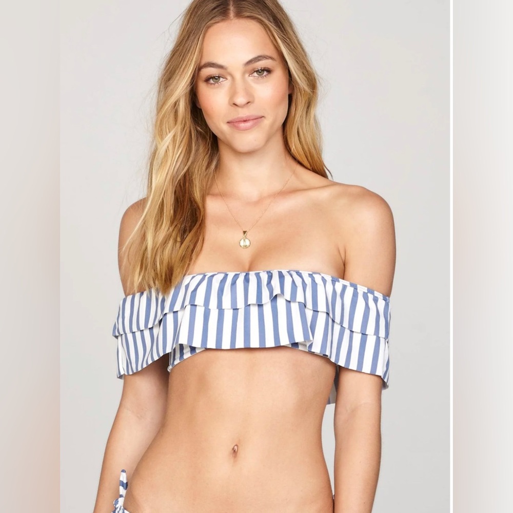 AMUSE SOCIETY EMMA Emma Bralette Bikini in French Blue Size S NWT Revolve Retro